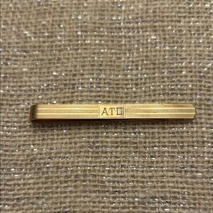 Vintage Krementz USA Goldtone Etched Monogrammed Tie Bar